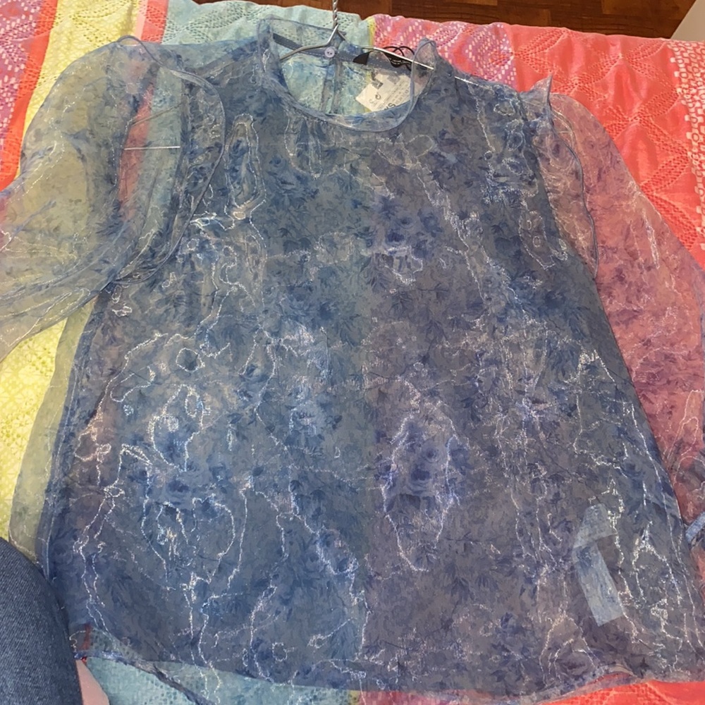 Blue Zara top. Size XS. Never worn